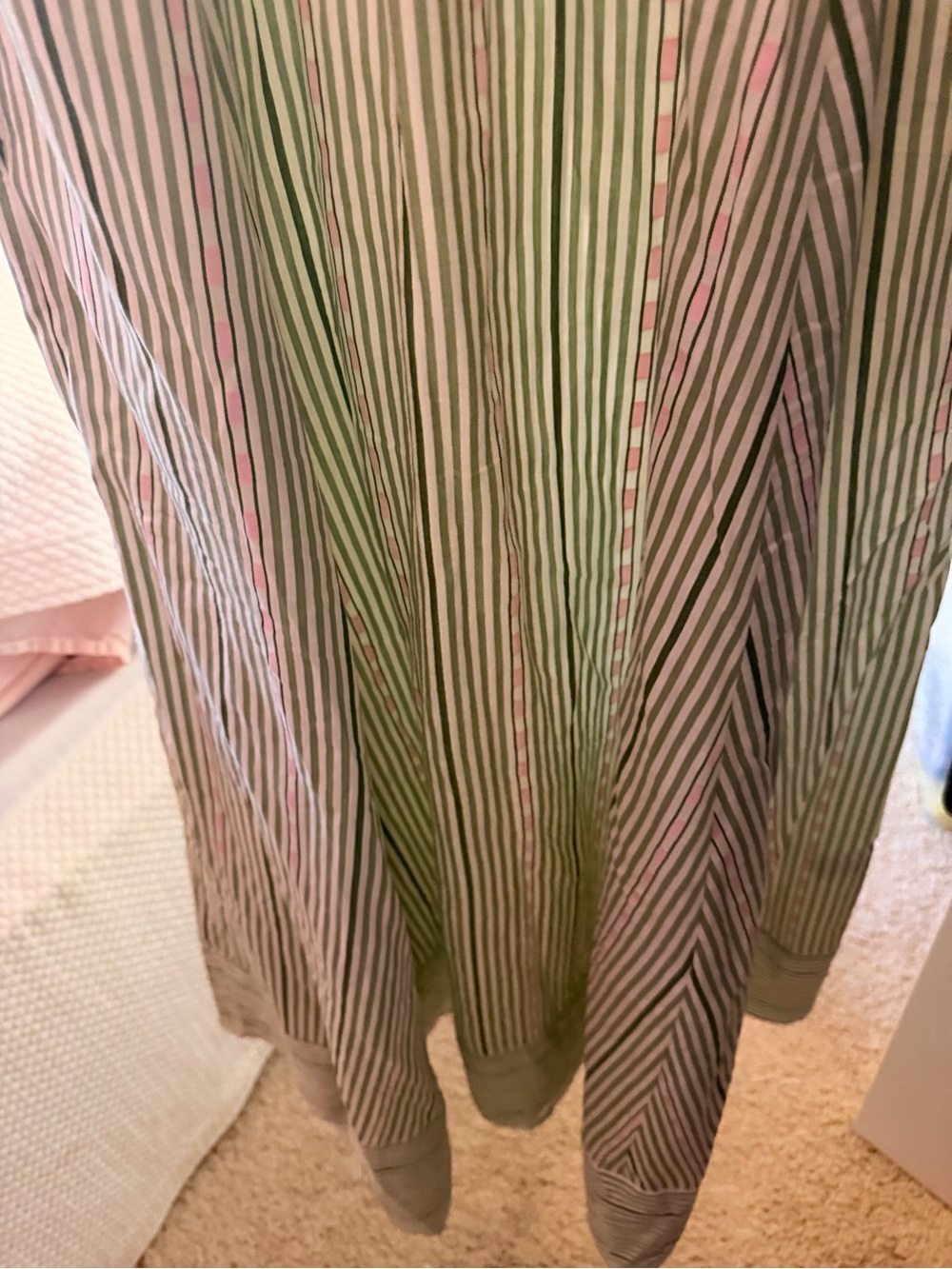 Hill House The Margot Dress in Green Jacquard Stripe - Picture 6 of 13